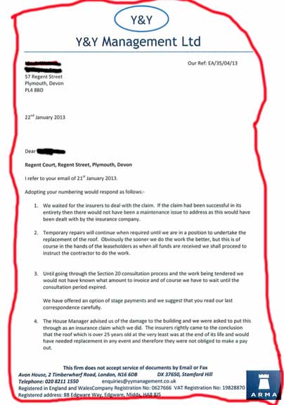 The full letter to Regent Court residents is linked below